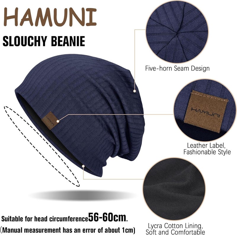 HAMUNI Slouchy Beanie for Men Women Soft Lightweight Running Beanie Hat Chemo Cap Skull Cap - Image 2